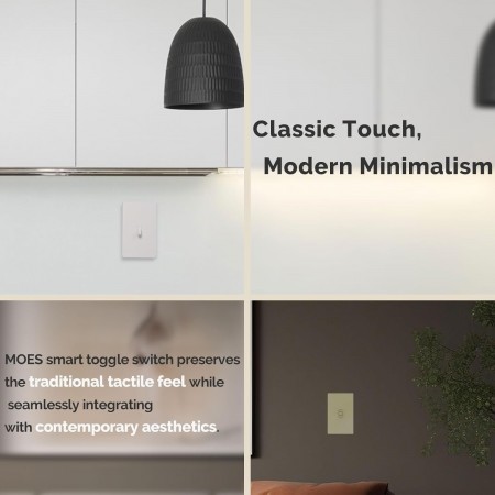 Smart Toggle Switch, Single Pole & 3 Way Light Switch 2.4G WiFi, ON/Off Style, Neutral Wire Required, Smart Life APP Remote Cont