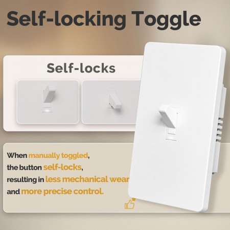 Smart Toggle Switch, Single Pole & 3 Way Light Switch 2.4G WiFi, ON/Off Style, Neutral Wire Required, Smart Life APP Remote Cont