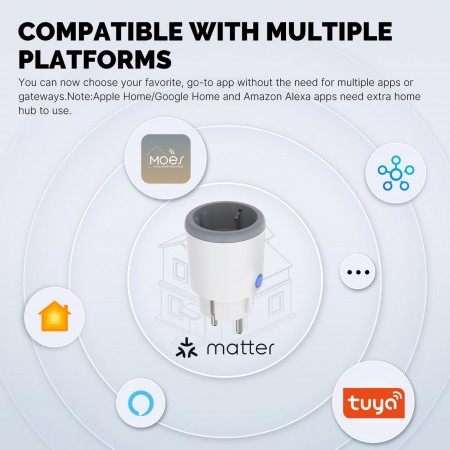 EU 16A Smart Plug Matter WiFi Socket Timer Outlet Power Monitor